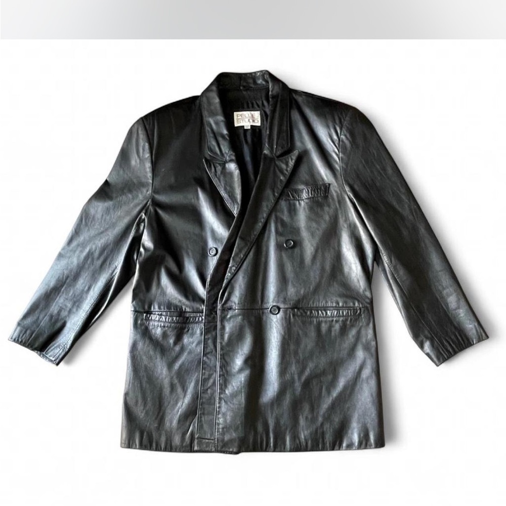 Wilsons Leather Black Double-Breasted Jacket